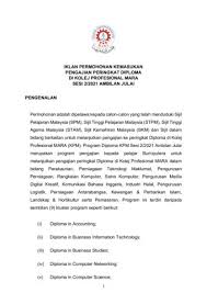 Para pemohon boleh merujuk kepada panduan ini dengan terperinci kepada pelajar lepasan spm. Iklan Permohonan Kemasukan Program Pengajian Peringkat Diploma Di Kolej Profesional Mara Sesi 2 2021 Ambilan Julai Upim Bpt Membalik Pdf Dalam Talian Pubhtml5