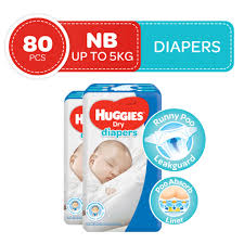 Huggies Dry Newborn 40 Pcs X 2 Packs 80 Pcs Tape Diapers
