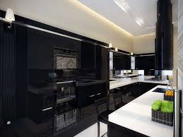 Kitchen Modern Black Kitchen Decor With Black Ultra Modern Laminated Kitchen Cabinet A Interior Design Kitchen Modern Kitchen Design Contemporary Black Kitchen