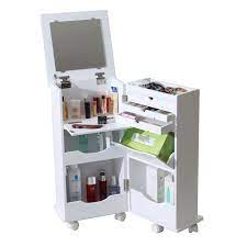 Home > preparation > combination tables & dressing tables > dressing tables sort by: White Mini Dressing Table Set Bedroom Small Folding Clamshell Mobile Makeup Cabinet Table With Drawer Mirror Surprise Gift Dressers Aliexpress