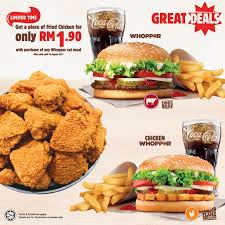 Special menu only at burger king. Burger King Crispy Fried Chicken Rm1 90 When You Buy Any Whopper Set Meal Until 23 August 2017