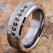 Tungsten Ring Black Diamonds Mens Wedding Band Brushed Titanium Color Size 6 13 Black Rings Mens Black Diamond Wedding Band Black Wedding Rings