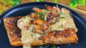 The Best Blackened Salmon With Sauteed Shrimp Must Try Tonight Youtube In 2021 Salmon And Shrimp Salmon Burger Recipe Sauteed Shrimp