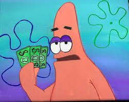 Patrick I Have Three Dollars Spongebob Series Paintings Wall Art Decor Meme Funny Cartoon Character Money Poster Handpainted Hand Painted Hand Painted Canvas Funny Cartoon Characters