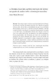 PDF) A teoria das relações sociais de sexo: um quadro de análise sobre a  dominação masculina