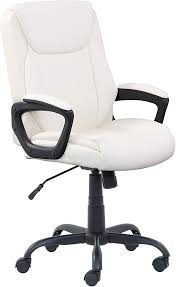 Amazon Com Amazonbasics Classic Puresoft Pu Padded Mid Back Office Computer Desk Chair With Armrest Crea In 2020 Computer Desk Chair Office Computer Desk Desk Chair
