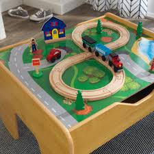 Kidkraft Wooden 2 In 1 Activity Table With Board Natural With 230 Accessories Included Walmart Com In 2020 Kids Activity Table Activity Table Train Set Table