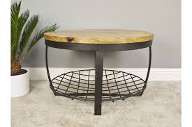 Furnichoi farmhouse coffee table, wood rustic vintage cocktail table for living room with its wooden legs are even thicker, which guaranteed durability and stability for several years. Round Rustic Wooden Coffee Table Black Metal