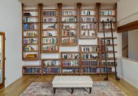 A corner bookshelf makes a great addition to small spaces, as it maximizes every inch of space in your floor plan. Modern Custom Home Library Rolling Ladder Bookcases Shelves