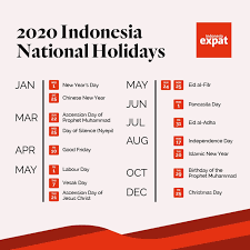2 the public holiday standard in the public holidays act 2010 provides that when australia day (26 january) falls on a saturday or sunday, there will be no public holiday on that day and instead the. Check These 2020 Public Holidays To Arrange Your Next Year Vacations Indonesia Expat