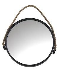 Markanter Runder Spiegel Aus Schwarzem Metall Mit Einem Dicken Tau Zum Aufha Ngen Von Madam Stoltz Der Spiegel I Runde Spiegel Seil Spiegel Schwarzes Metall