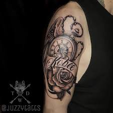 Pocket Watch And Rose For Chad Artist Juzzytatts Studio The Wol Colour Tattoo Life Tattoos Black And Grey Tattoos
