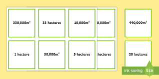 1 hectare = 10000 m2. M And Hectares Matching Cards Teacher Made