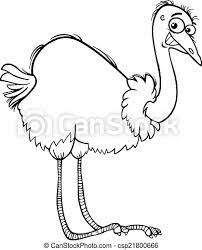 Imagenes de avestruz para imprimir. Nandu Ostrich Cartoon Coloring Page Black And White Cartoon Illustration Of Funny Nandu Ostrich Bird Animal For Coloring Canstock