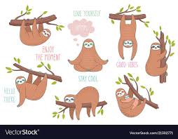 Set Of Cute Hand Drawn Sloths Hanging On The Tree Lazy Animal Characters Jungle Animal Collection Download A Fr Lazy Animals Sloth Drawing How To Draw Hands