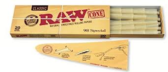 Raw Classic Natural Unrefined Pre Rolled Cones 20 Cones