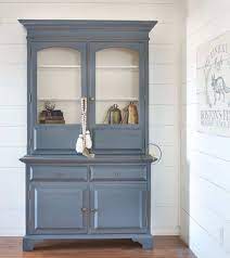 Furniture from my childhood that still functioned just fine, just a tad the original unpainted chest portion of the hutch. Distressed Grey Hutch Country Chic Paint Blog
