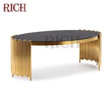 This modern coffee table will match better with sofas of dark colors such as black, brown, grey. China Golded Stainless Steel Art Circle Coffee Table Dark Glass Top Office Tea Table For Sale Modern Coffee Table China Coffee Side Table Golden Color Table