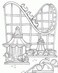 Carousel And Roller Coaster In Disney Parks Coloring Sheet Roller Coaster Drawing Roller Coaster Theme Amusement Park