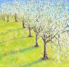 Fruit trees wall art for home and office decor. Spring Blossoming Fruit Trees Painting By Animesh Roy Saatchi Art