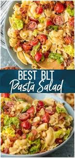 This Blt Pasta Salad Recipe Is Loaded With Juicy Tomatoes Crispy Bacon Fresh Lettuce Summer Pasta Salad Recipes Blt Pasta Salad Recipes Pasta Salad Recipes