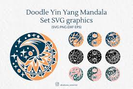 Download Doodle Yin Yang Mandala Set Svg Graphics Crella