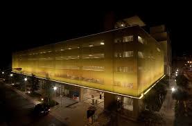 New World Symphony Parking Garage Yellow Architectural Lighting Design Facade Lighting Parking Building