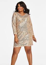 Geo Sequin Pattern Dress Metallic Gold Shop By Style Plus Size Fashion Fashion Clothes Design