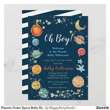 Planets Outer Space Baby Shower Invitation Zazzle Com Space Baby Shower Outer Space Baby Shower Baby Shower