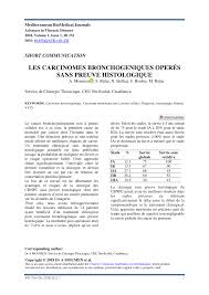 Que signifient les stades ? Pdf Les Carcinomes Bronchogeniques Operes Sans Preuve Histologique