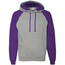 Jerzees Nublend Color Block Raglan Hooded Sweatshirt Oxford Deep Purple Large