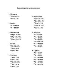 Questions For Calculating Relative Atomic Mass Relative Atomic Mass Chemistry Worksheets Chemistry Notes