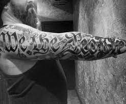It features a skull and second amendment/homeland security slogan. 60 We The People Tattoo Designs For Men Constitution Ink Ideas