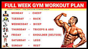 Full Week Gym Workout Plan Week Schedule For Gym Workout Buddy Fitness Youtube Workout Plan Gym Gym Workouts Gym Workout Chart