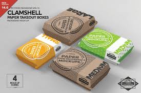 Download Paper Clamshell Takeout Boxes Mockup Packaging Mockup Box Mockup Free Packaging Mockup