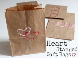 Ideas for creating busy bags to take on the go or to use for preschool activities. Heart Stamped Gift Bags For Valentines Make And Takes