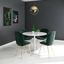 Colour may vary on different monitors. see allitem description. Set Of 2 Dark Green Velvet Dining Chairs With Gold Legs Jenna Furniture123