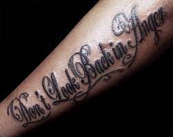 Maybe you would like to learn more about one of these? Don T Look Back In Anger Quote Tattoo On Arm Tattooimages Biz