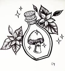 Black And White Objects Witchy Things Bottle Black And White Art Drawing Black Ink Tattoo Idea Illus Black And White Art Drawing Flower Art Drawing Tattoo Art Drawings