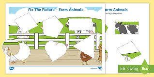 These are perfect for a fall theme or halloween theme. Fix The Picture Farm Animals Cutting Skills Worksheet
