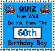 Nov 04, 2021 · be it 21st birthday quiz questions, 30th birthday trivia questions, 50th birthday trivia questions, or 70th birthday trivia questions, we have plenty of great guest of honor trivia questions for all age groups. Fun Celebration Game How Well Do You Know The 60th Birthday Boy 20 Questions 4 25 Picclick Uk