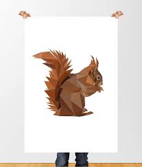 Red Squirrel Low Poly Print Printable Scottish Wildlife Illustration Perfect For Woodland Nursery Instant Download Format Squirrel Illustration Geometric Animals Animals Artwork