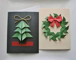 Christmas Cards Origami Greeting Cards Set Of 2 Christmas Tree Holiday Decor Christ Origami Christmas Tree Card Christmas Card Crafts Christmas Cards Handmade