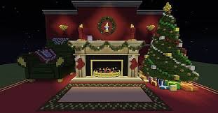 Christmas Fireplace Scene Amp Christmas Tree Minecraft Project Minecraft Decorations Minecraft Christmas Minecraft
