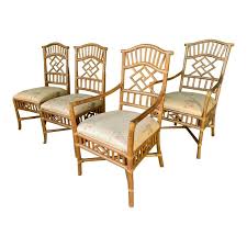 Rattan Chinoiserie Dining Chairs Set Of 4 In 2020 Bamboo Dining Chairs Dining Chairs Black Dining Chairs