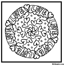 Heart And Love Mandala To Color Valentine Coloring Pages Valentine Coloring Valentines Day Coloring Page