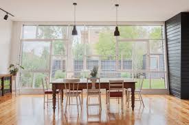 Dark wood dining table with 6 matching chairs with cream seats and metal inserts. 101 Dining Room Examples With A Rectangle Dining Table Photos Home Stratosphere
