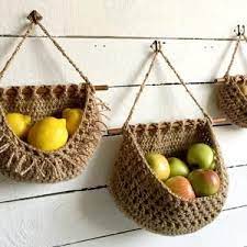Macrame Hanging Basket Hanging Fruit Basket Fruit Etsy In 2021 Hanging Fruit Baskets Baskets On Wall Fruit Basket