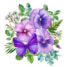 Bouquet Viola Flores Y Mariposas, Ilustración Botánica Floral, Estilo  Acuarela. Diseño De Flora Fotos, Retratos, Imágenes Y Fotografía De Archivo  Libres De Derecho. Image 192283217.