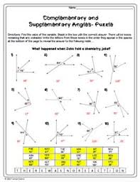 This angles worksheet is great for practicing finding missing angles from supplementary angle pairs. Complementary And Supplementary Angles Puzzle Worksheet Supplementary Angles Worksheets Teaching
